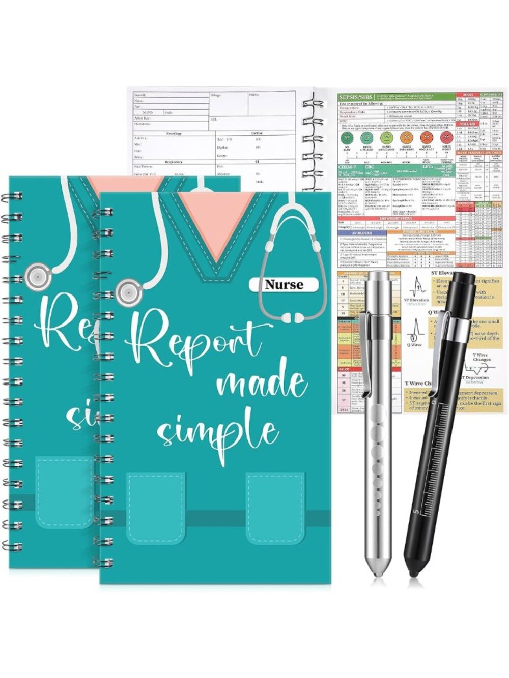 4 Pcs Nurse Report Notebooks & Medical Pens - Pocket Journals for RN Gifts